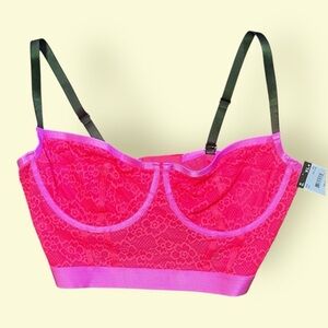 Neon Pink Lace Bralette by Parade, Size XL+, New with Tags